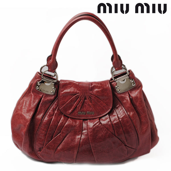 Miu Miu Vintage Leather Shoulder Bag VITELLO LUX Light Bordeaux in Great Condition