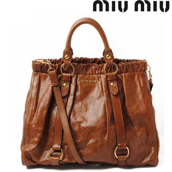 Miu Miu Leather 2way Shoulder Tote Bag VITELLO LUX RN0423