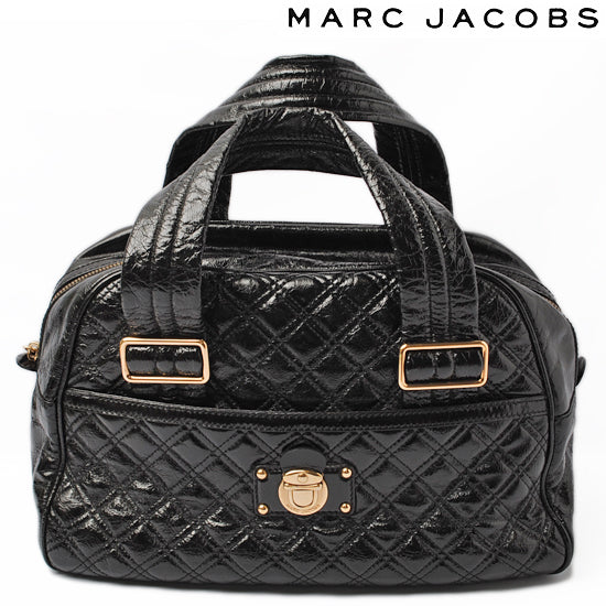 Marc Jacobs Patent Leather Mini Boston Bag Black