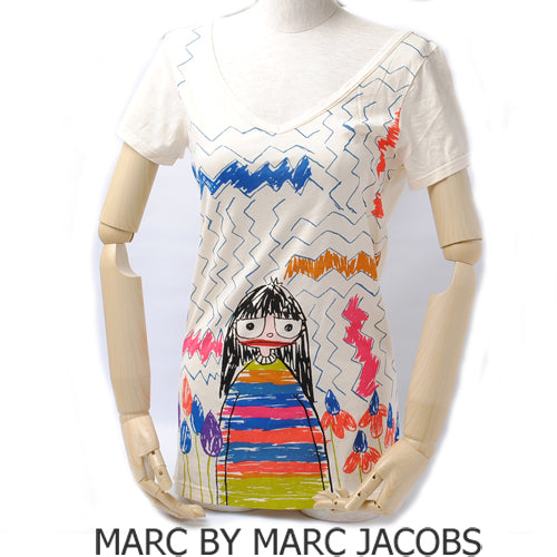 Marc Jacobs Women's Cotton T-Shirt, Miss Mark, Cream in Pristine Condition