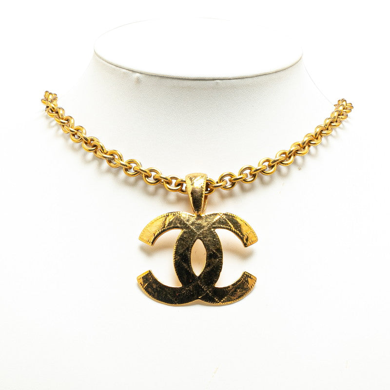 Chanel Vintage Matelasse Coco Mark Necklace Gold