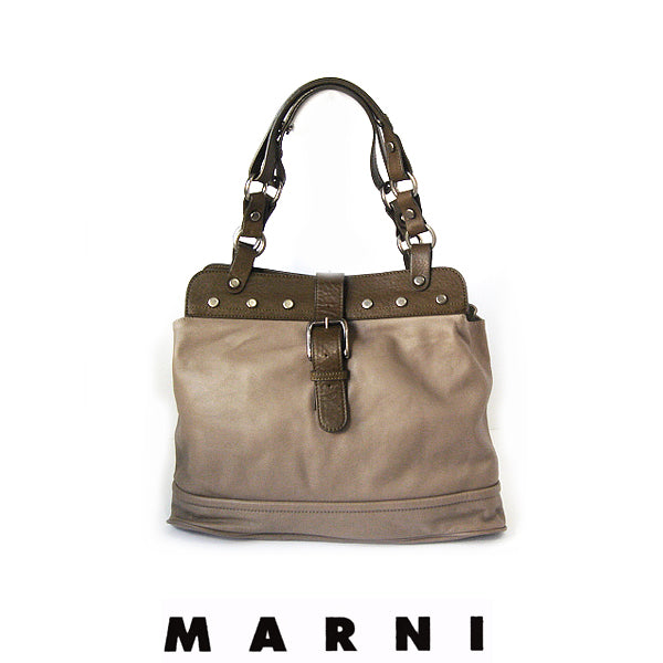 Marni Soft Leather Shoulder Bag Khaki in Great Condition