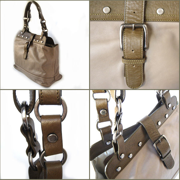 Marni Soft Leather Shoulder Bag Khaki