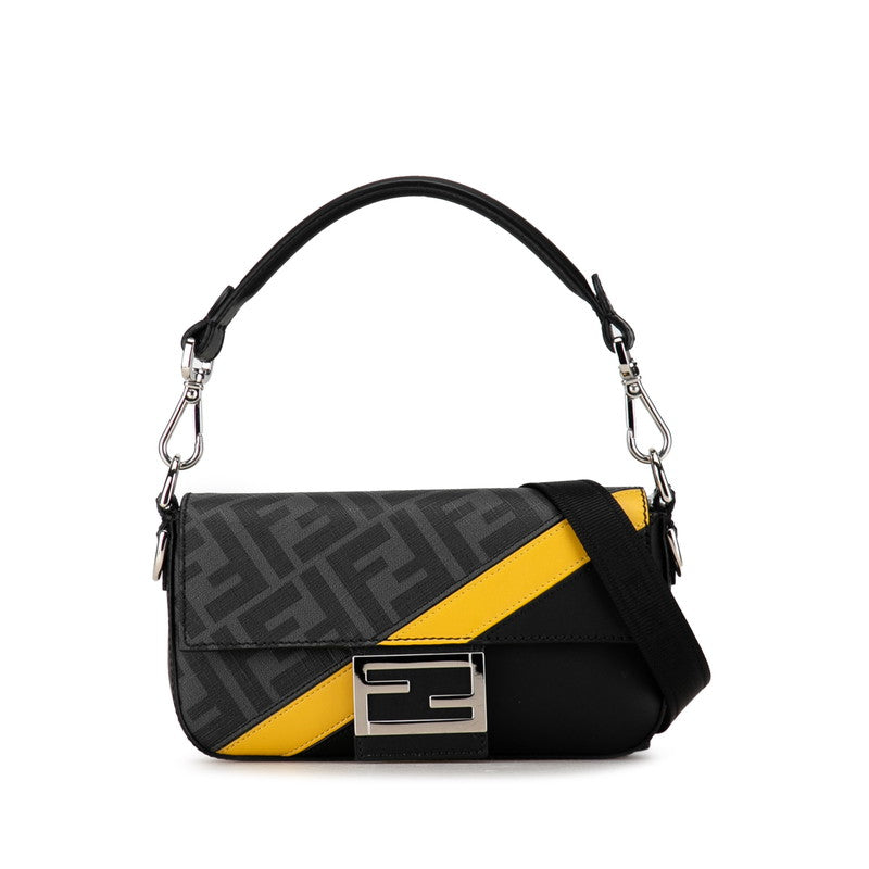 Fendi Zucca Mamma Bucket 2WAY Leather Handbag Black Yellow in Great Condition