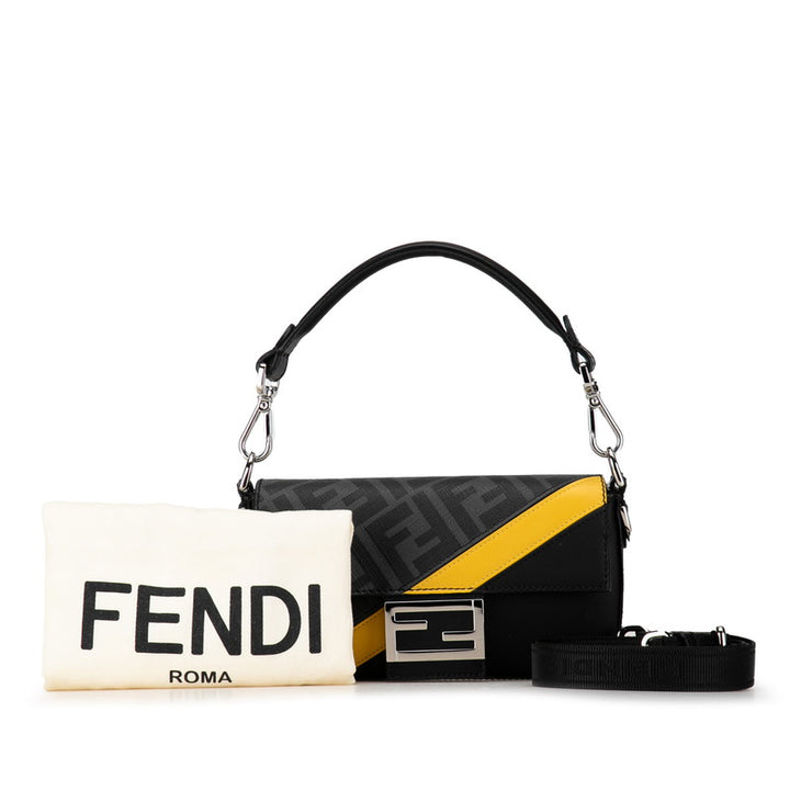 Fendi Zucca Mamma Bucket 2WAY Leather Handbag Black Yellow in Great Condition