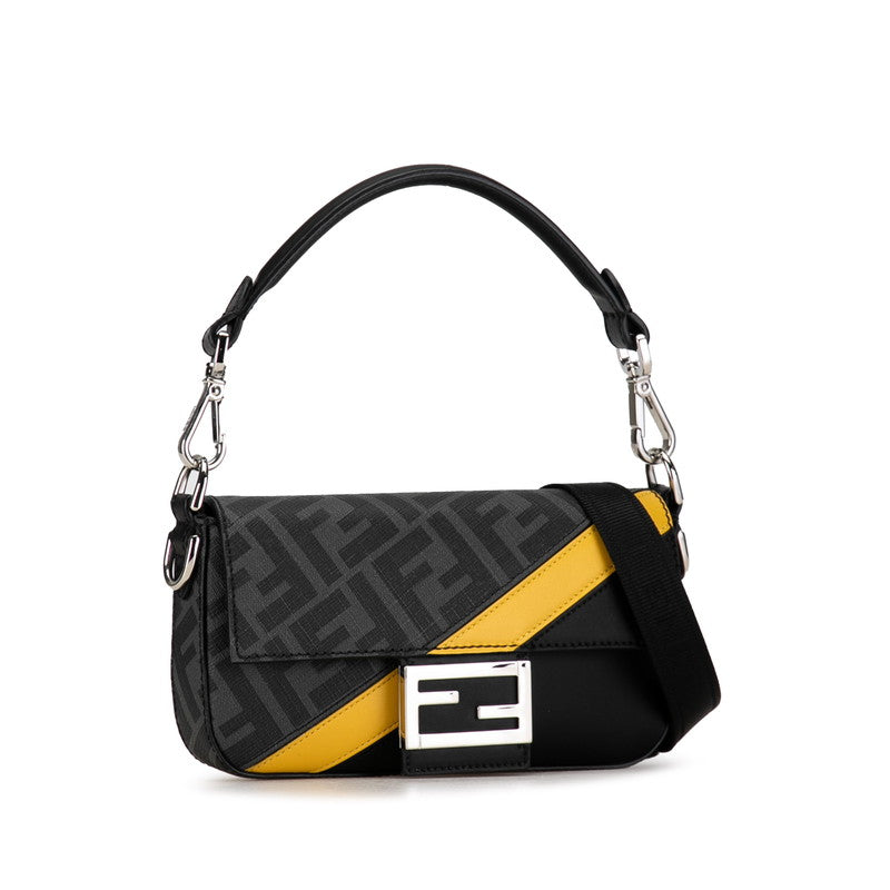 Fendi Zucca Mamma Bucket 2WAY Leather Handbag Black Yellow in Great Condition