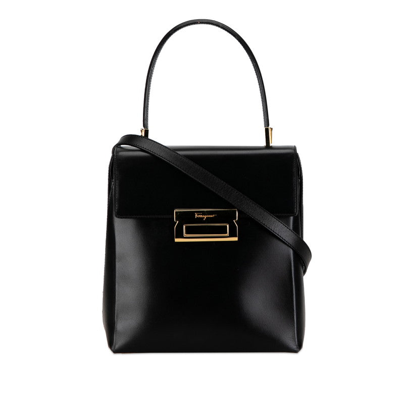 Salvatore Ferragamo Leather 2WAY Handbag Black