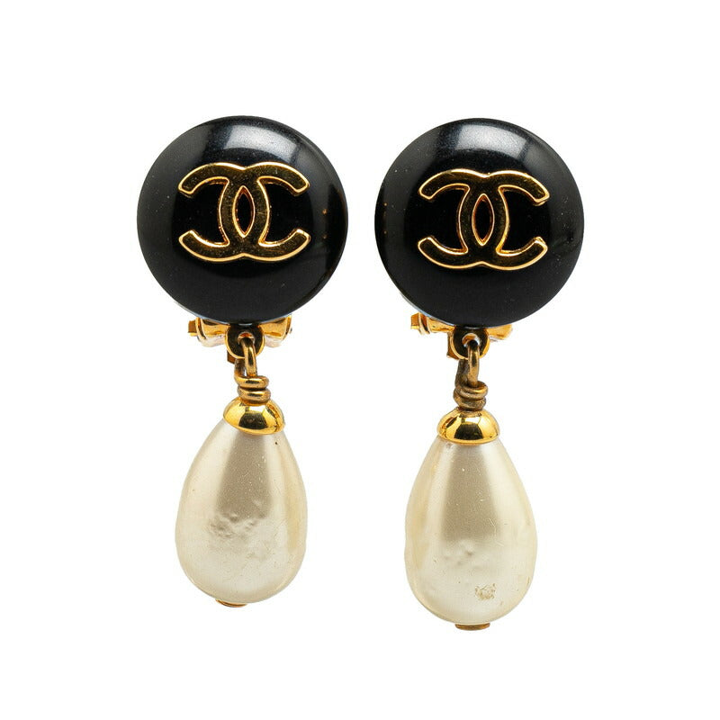 Chanel Vintage Coco Mark Faux Pearl Earrings