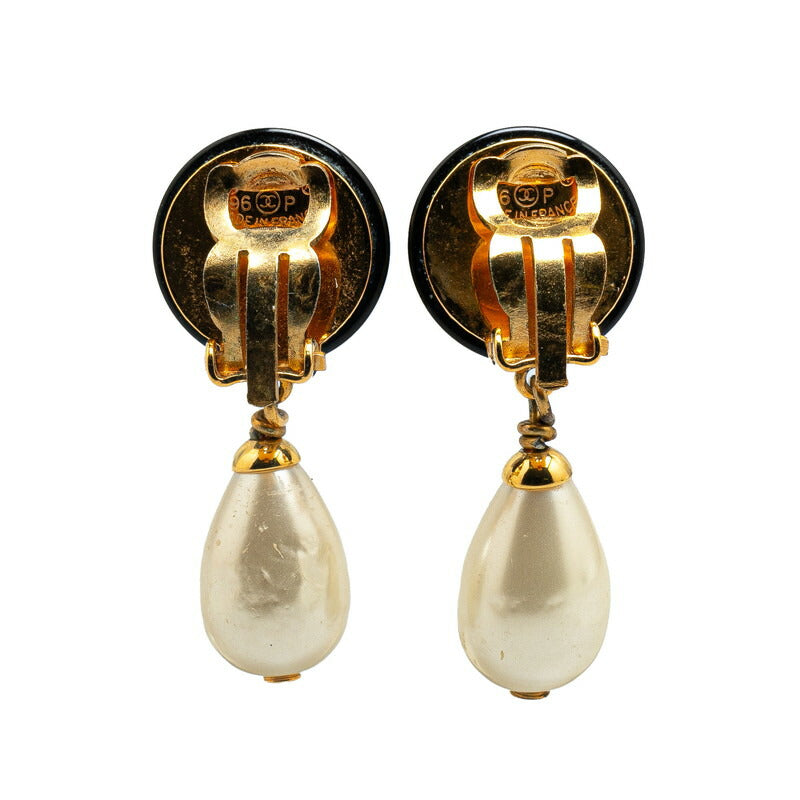 Chanel Vintage Coco Mark Faux Pearl Earrings