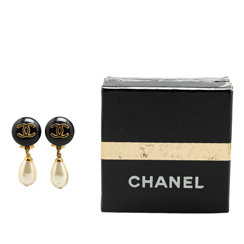 Chanel Vintage Coco Mark Faux Pearl Earrings