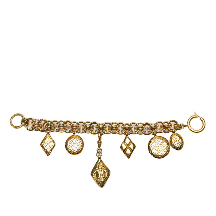 Chanel Vintage Mademoiselle Logo Chain Bracelet Gold Plated