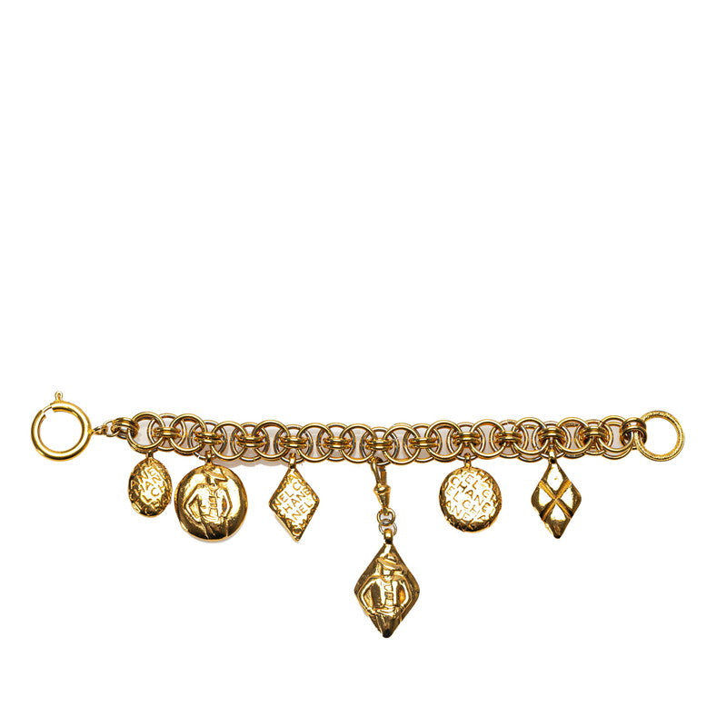 Chanel Vintage Mademoiselle Logo Chain Bracelet Gold Plated