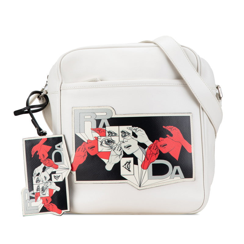 Prada Comic Print Leather Shoulder Bag