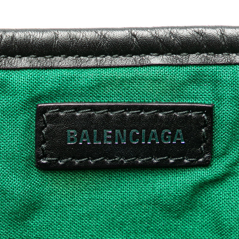 Balenciaga Wool Leather Navy Cabas S Tote Bag 339933 in Great Condition