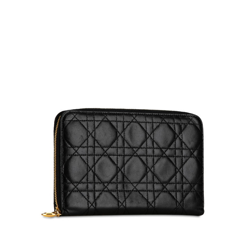 Dior Leather Cannage Round Zipper Long Wallet