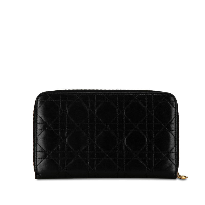 Dior Leather Cannage Round Zipper Long Wallet