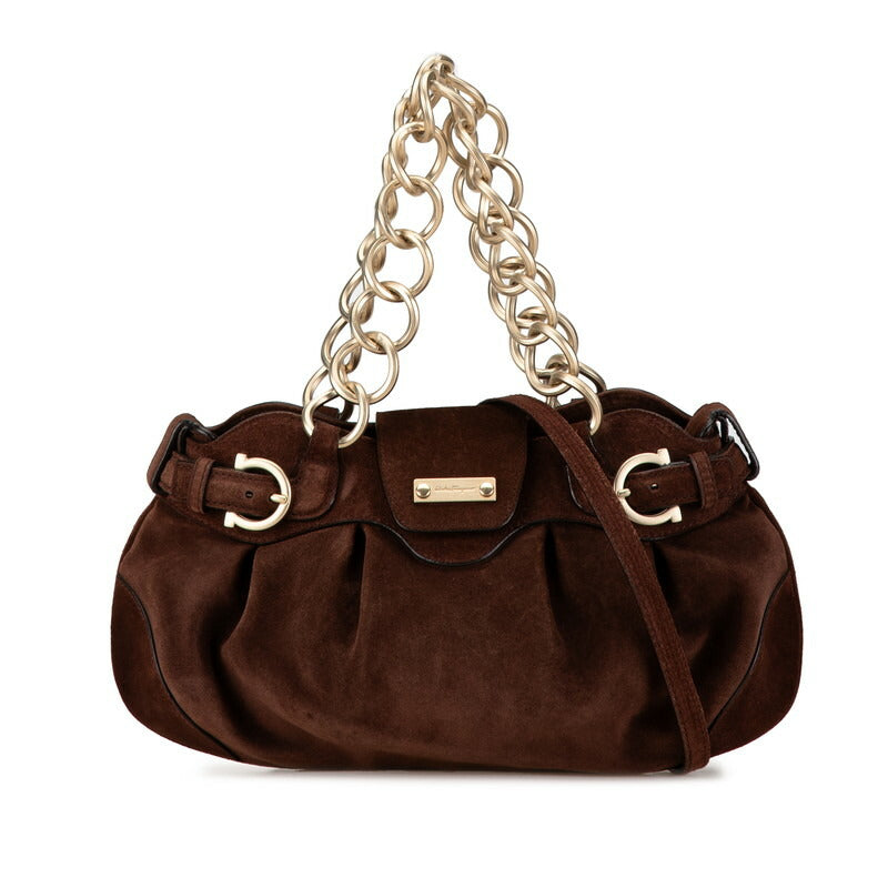 Salvatore Ferragamo Suede Gancini Chain Handbag