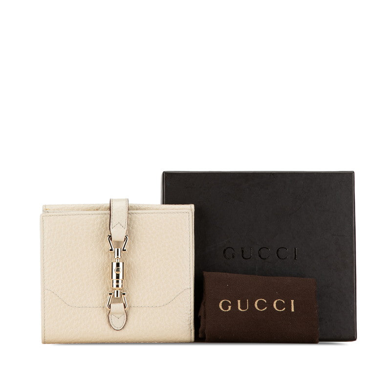 Gucci Jackie Leather Bifold Wallet 141435 Beige Ivory in Great Condition