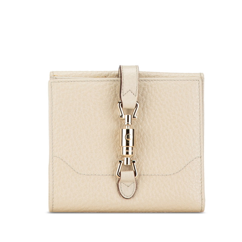 Gucci Leather Jackie Bifold Wallet Beige