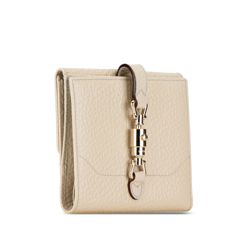 Gucci Jackie Leather Bifold Wallet 141435 Beige Ivory in Great Condition