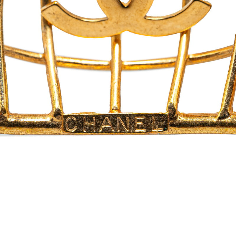 Chanel Vintage Coco Mark Birdcage Motif Clip-On Earrings in Great Condition