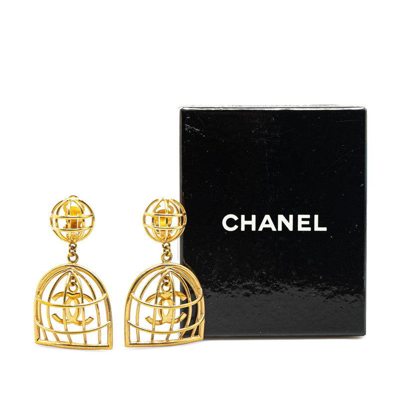 Chanel Vintage Coco Mark Birdcage Motif Clip-On Earrings in Great Condition