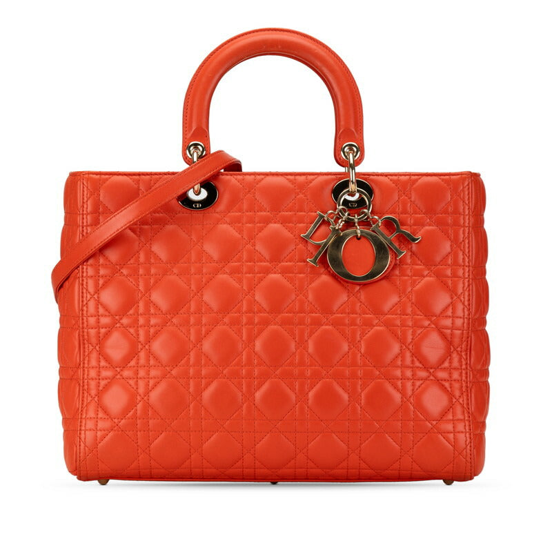 Dior Lady Dior Lambskin Handbag Orange