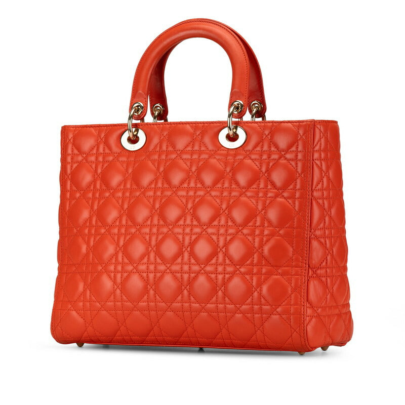 Dior Lady Dior Lambskin Handbag Orange