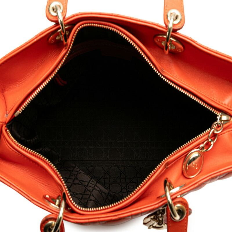 Dior Lady Dior Lambskin Handbag Orange