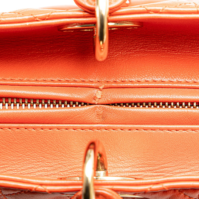 Dior Lady Dior Lambskin Handbag Orange