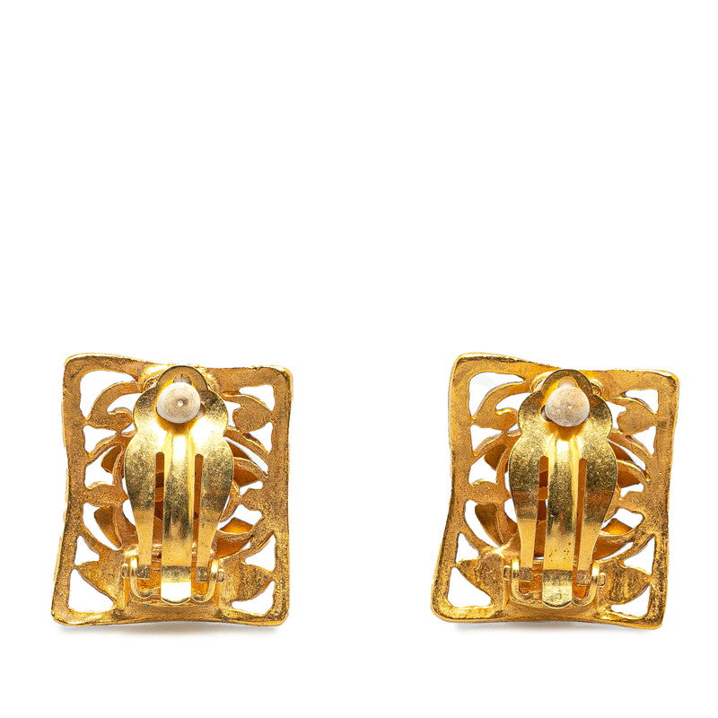 Chanel Vintage Coco Mark Square Earrings Gold Plated in Great Condition