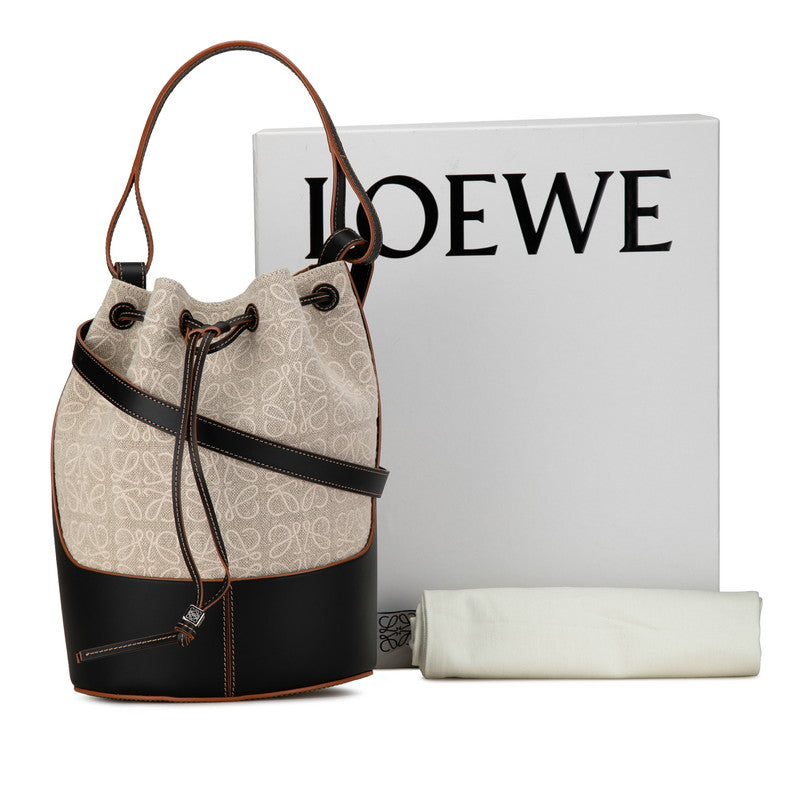 Loewe Anagram Balloon Canvas Leather Shoulder Bag 522024 in Great Condition