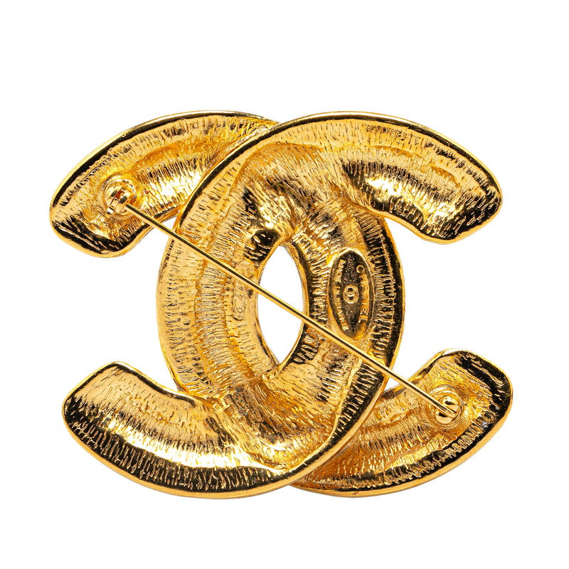 Chanel Vintage Matelasse Coco Mark Brooch Gold Plated in Very Good Condition