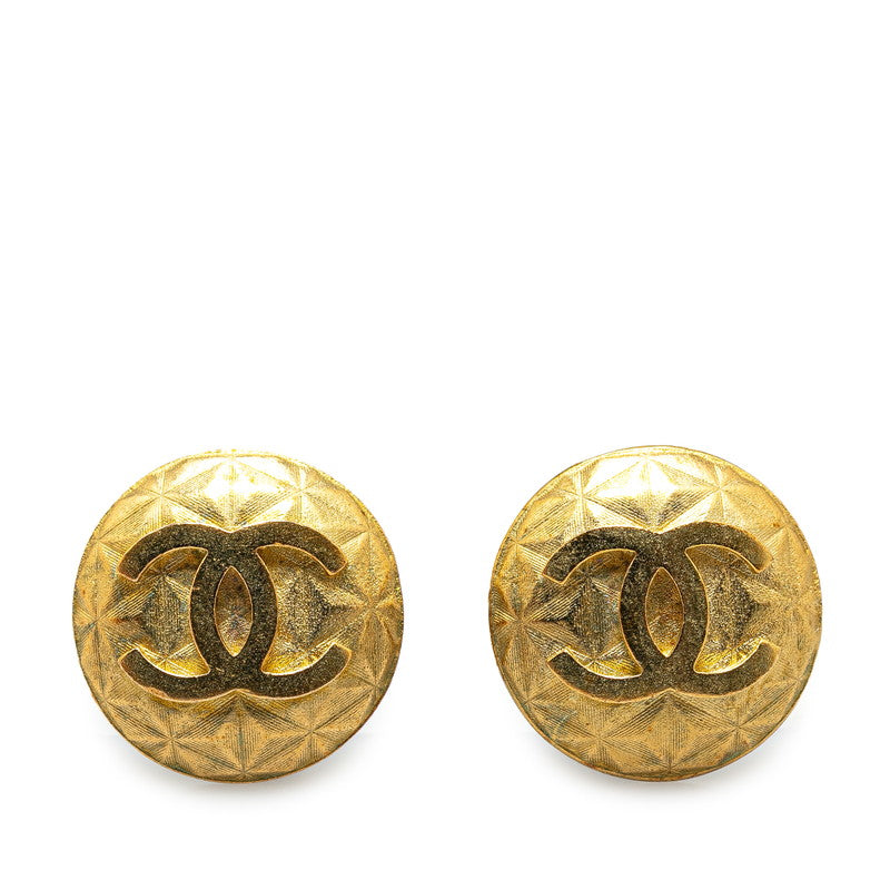 Chanel Vintage Coco Mark Earrings Gold Plated in Very Good Condition