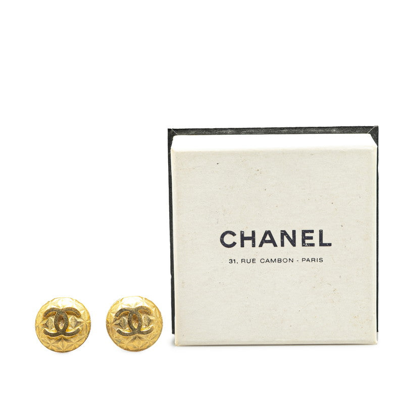 Chanel Vintage Coco Mark Earrings Gold Plated in Very Good Condition