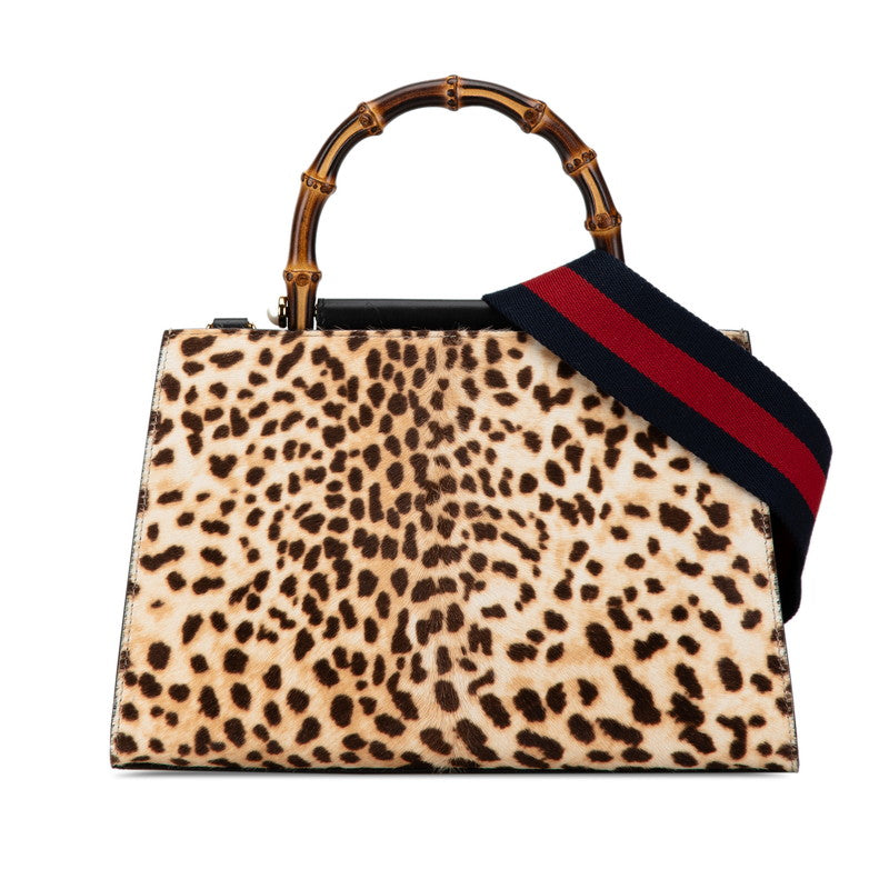 Gucci Bamboo Leopard Leather Handbag 459076