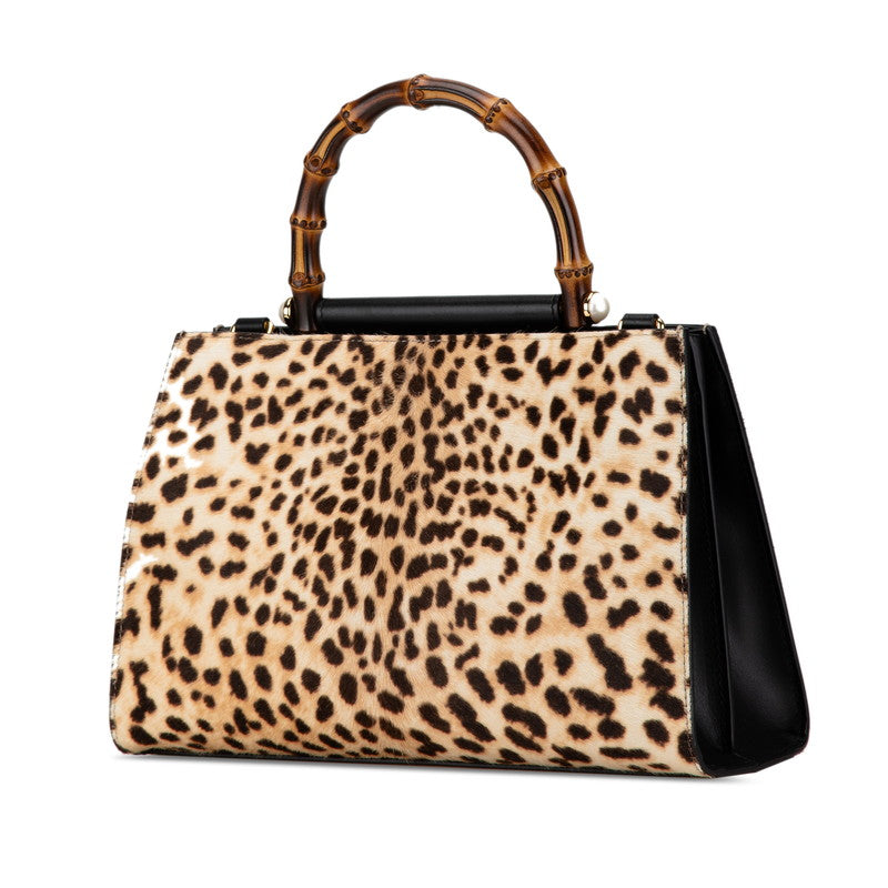 Gucci Bamboo Leopard Leather Handbag 459076