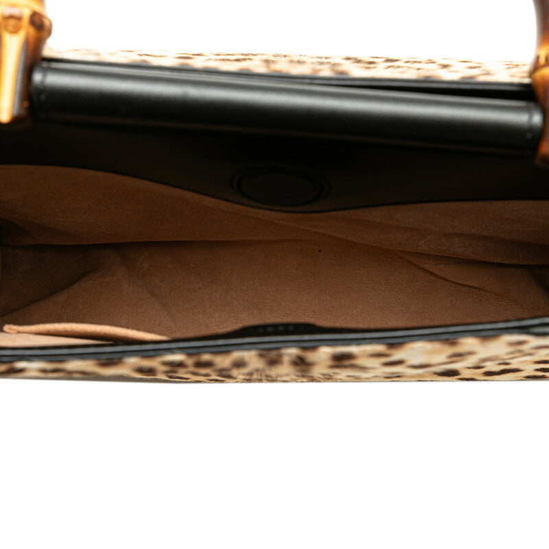 Gucci Bamboo Leopard Leather Handbag 459076