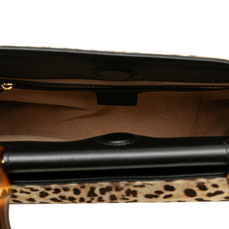 Gucci Bamboo Leopard Leather Handbag 459076