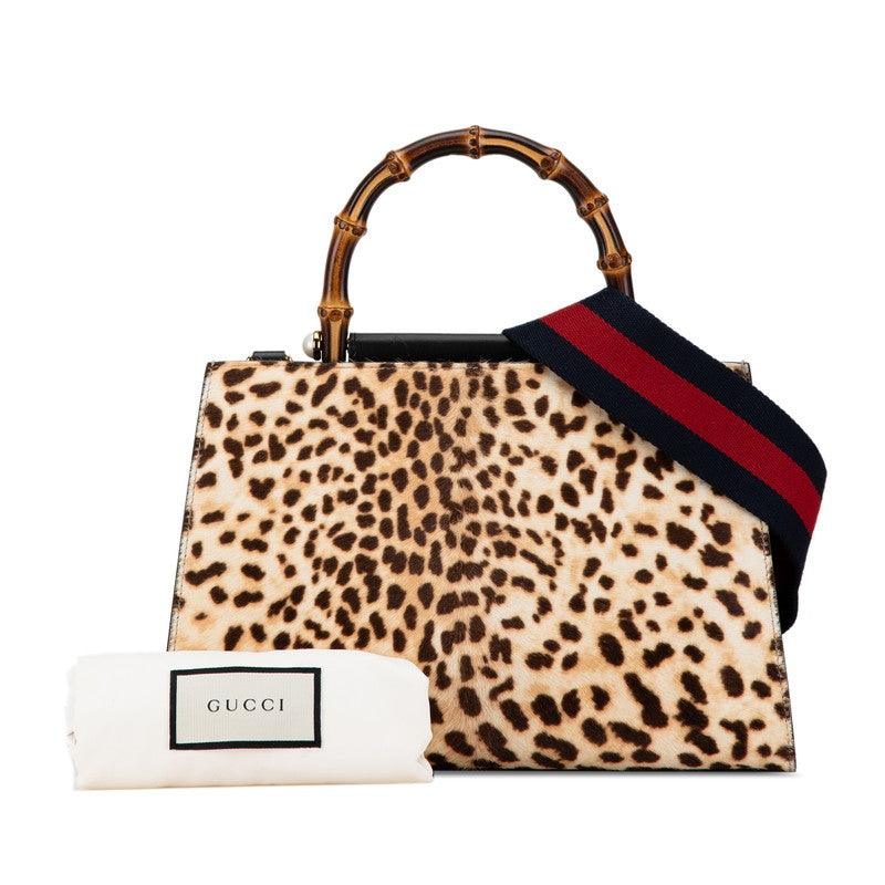 Gucci Bamboo Leopard Leather Handbag 459076