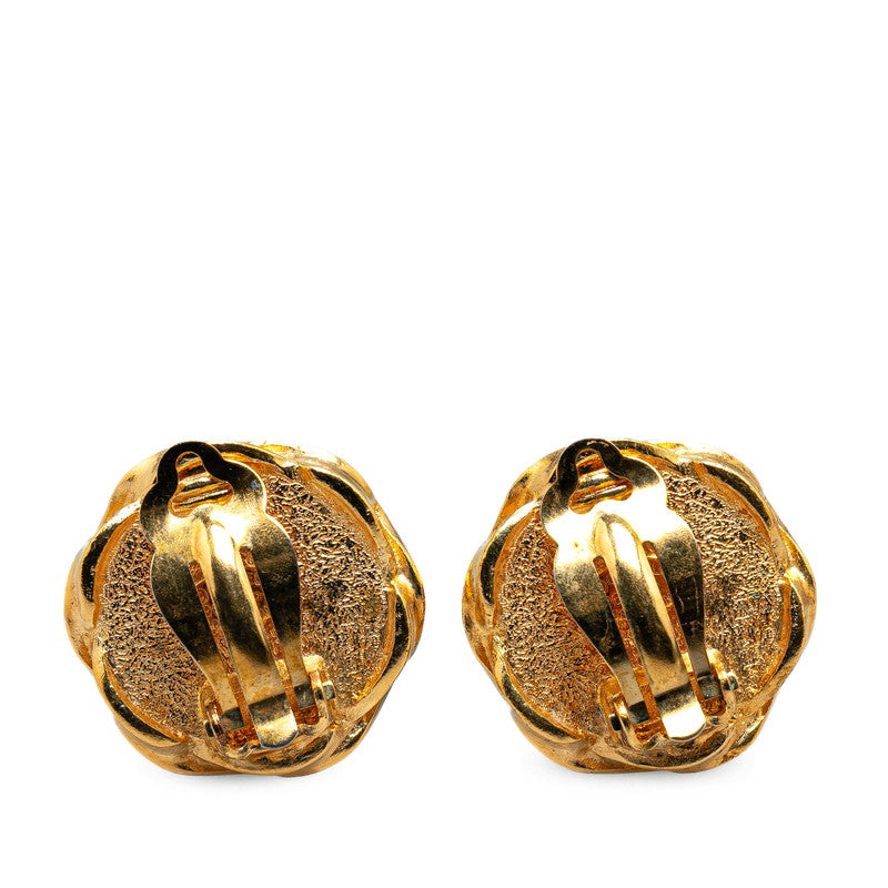 Chanel Vintage Coco Mark Earrings Gold Black