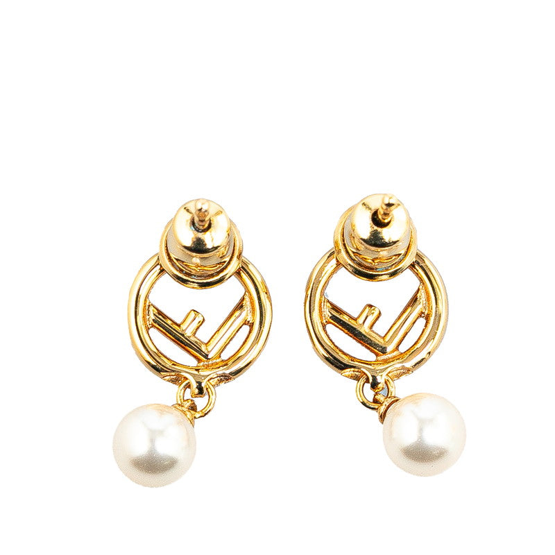 Fendi Gold Plated Faux Pearl Earrings in Great Condition