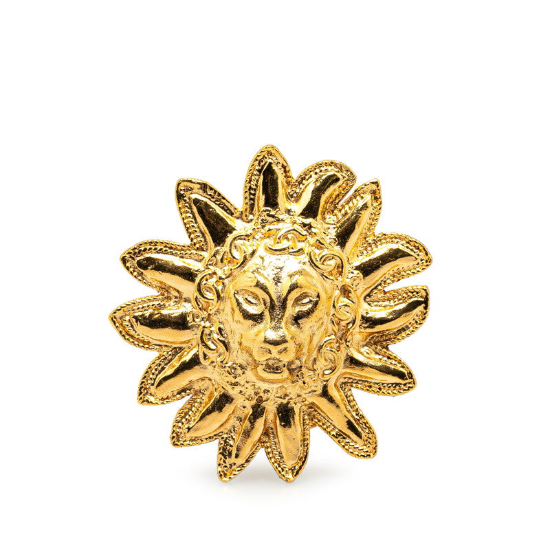 Chanel Lion Motif Brooch Gold Plated in Very Good Condition