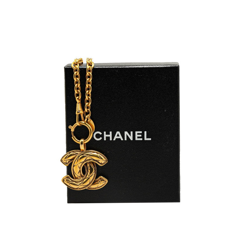 Chanel Coco Mark Matelasse Gold Plated Necklace in Great Condition