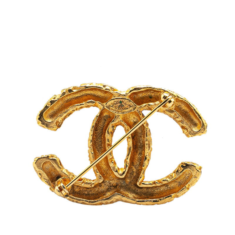 Chanel Vintage Coco Mark Lava Brooch Gold