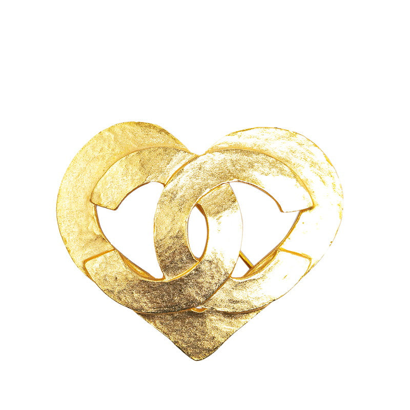 Chanel Vintage Coco Mark Heart Motif Brooch Gold