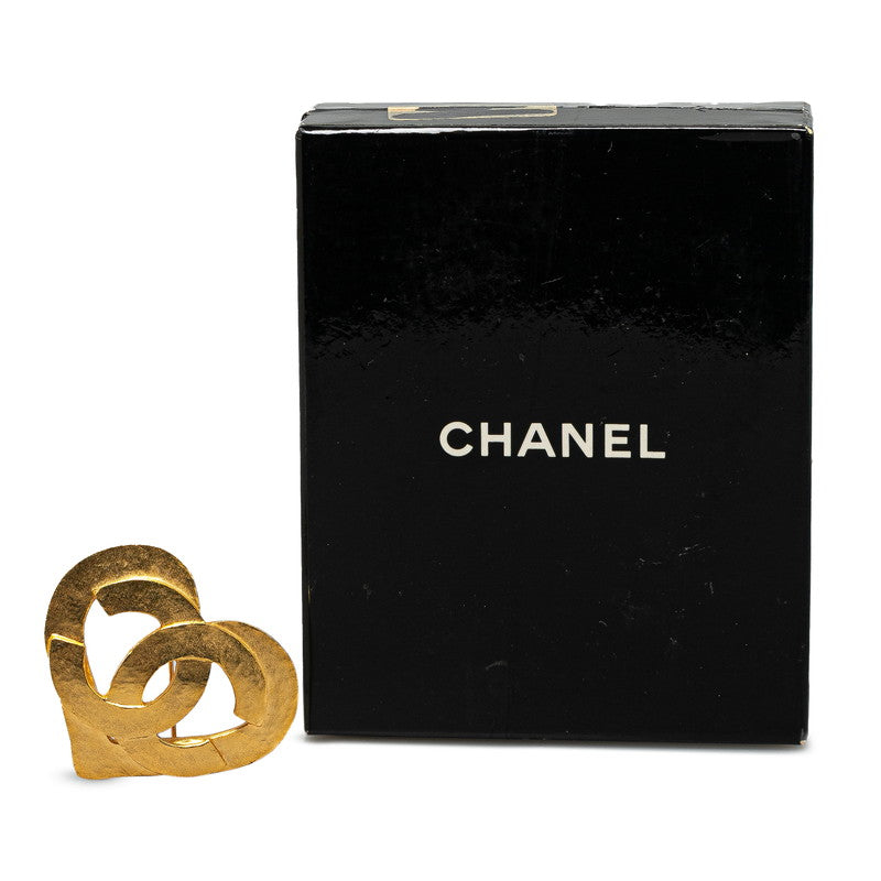 Chanel Vintage Coco Mark Heart Motif Brooch Gold