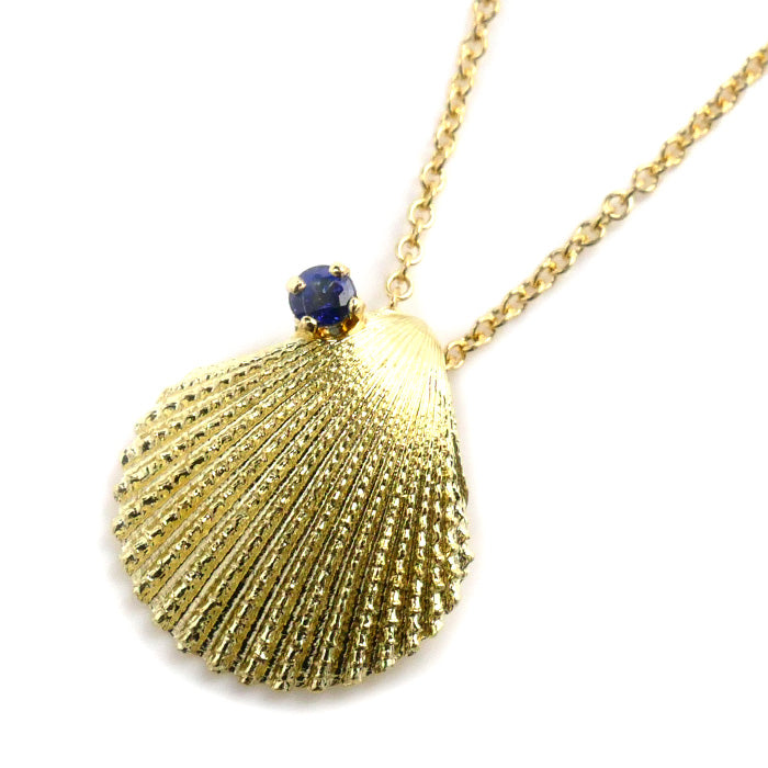 Tiffany & Co Yellow Gold Sapphire Shell Necklace