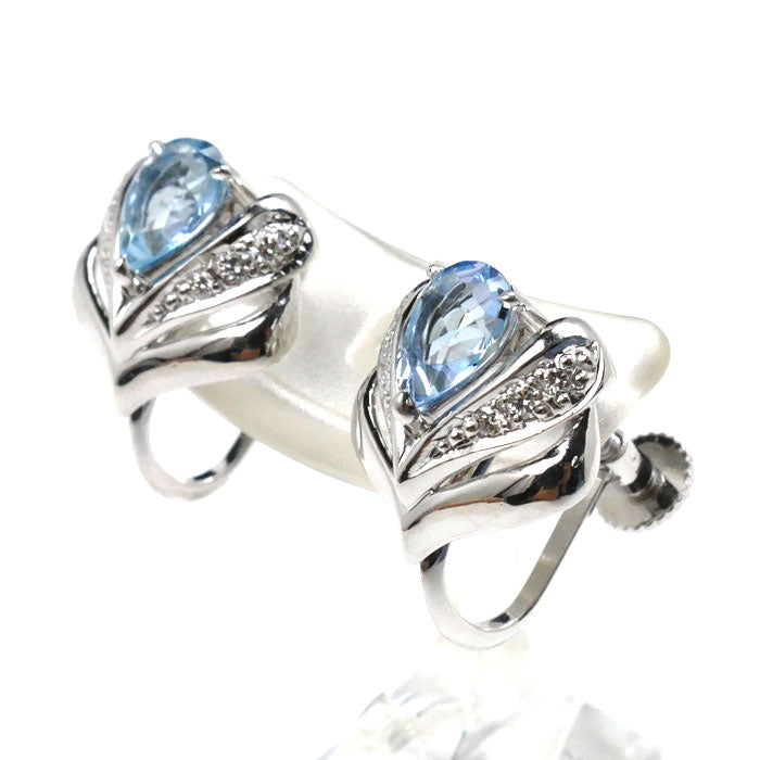 Platinum White Gold Aquamarine Diamond Earrings