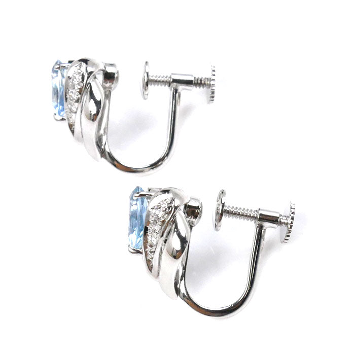 Platinum White Gold Aquamarine Diamond Earrings